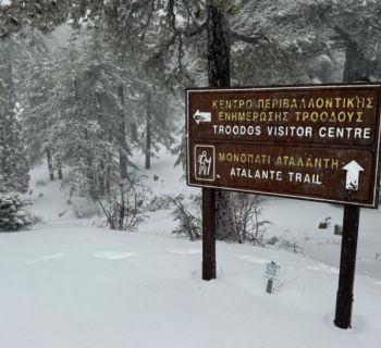 В горах Троодоса закрыты 15 пешеходных троп. Из-за снегопадов, гололеда и возможных оползней